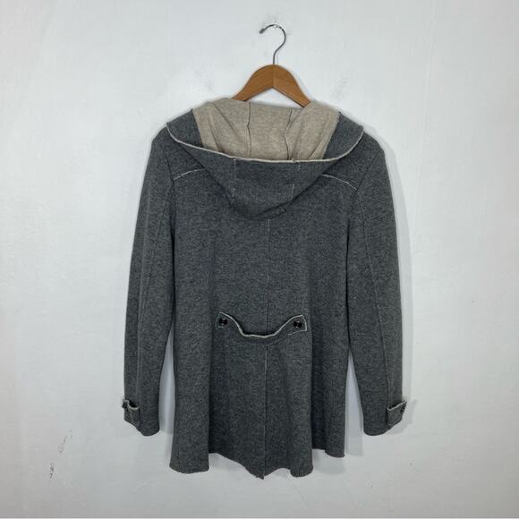 Elliott Lauren Zip Hoodie Gray Fishtail Coat Wool Blend Made in USA Size 10 - Picture 2 of 13